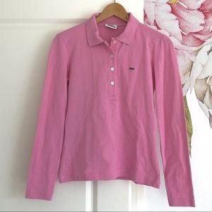 Lacoste Tops - Lacoste Basic Pink Polo Longsleeve w/ Collar Lacoste Tops - Lacoste Basic Pink Polo Longsleeve w/ Collar